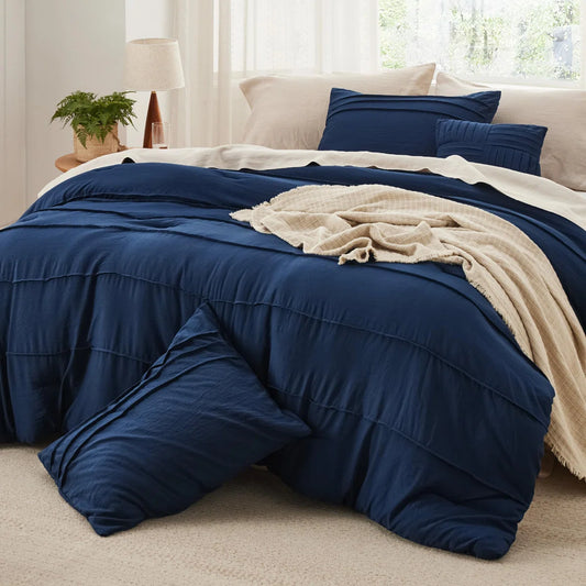 Prewashed Microfiber Pinch Pleat Comforter Set-89GSM