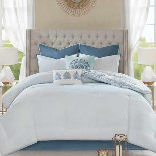 Isla 8 Piece Reversible Cotton Floral Comforter Set