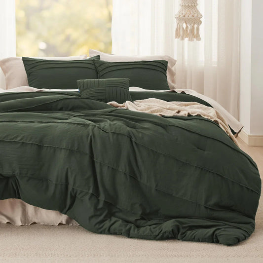 Prewashed Microfiber Pinch Pleat Comforter Set-89GSM