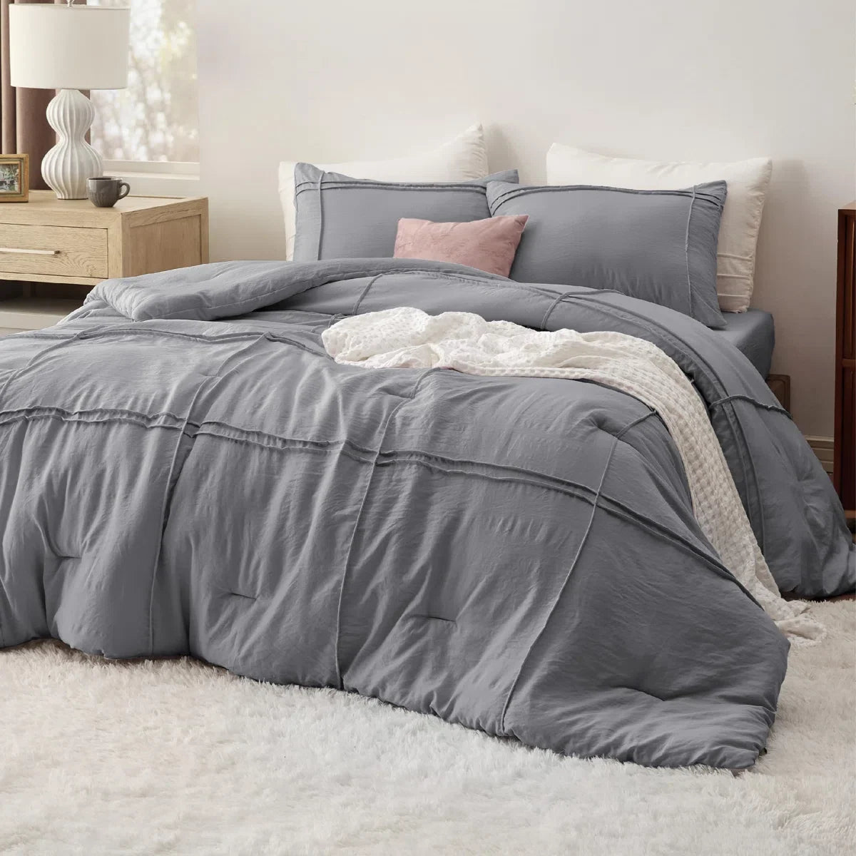 Prewashed Pinch Pleat Bedding Sets