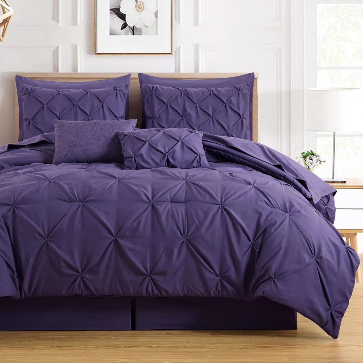 10-Piece Pintuck Bed in a Bag Comforter Set with Sheets and Decorative Pillows