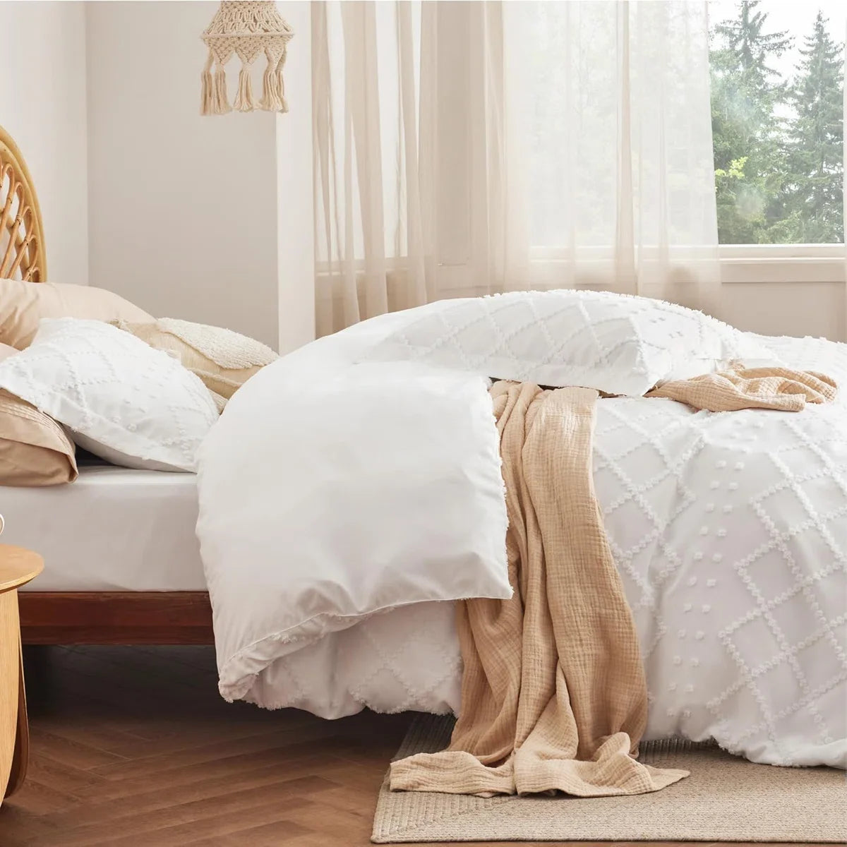 Boho Duvet Cover Set- Embroidery Shabby Chic Home Bedding