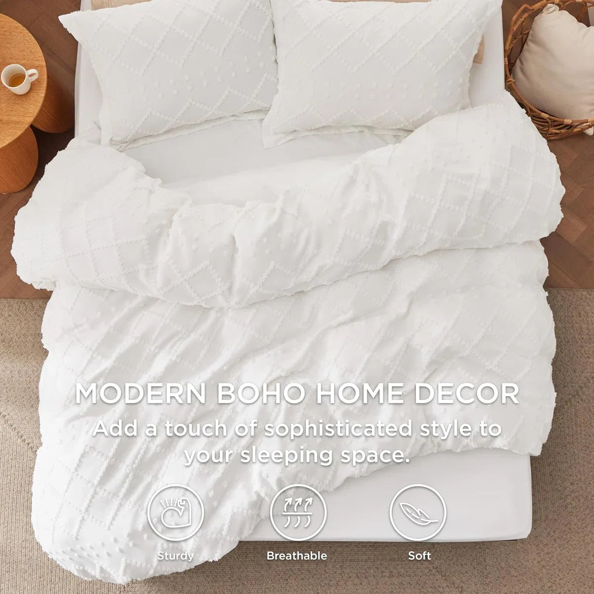Boho Duvet Cover Set- Embroidery Shabby Chic Home Bedding