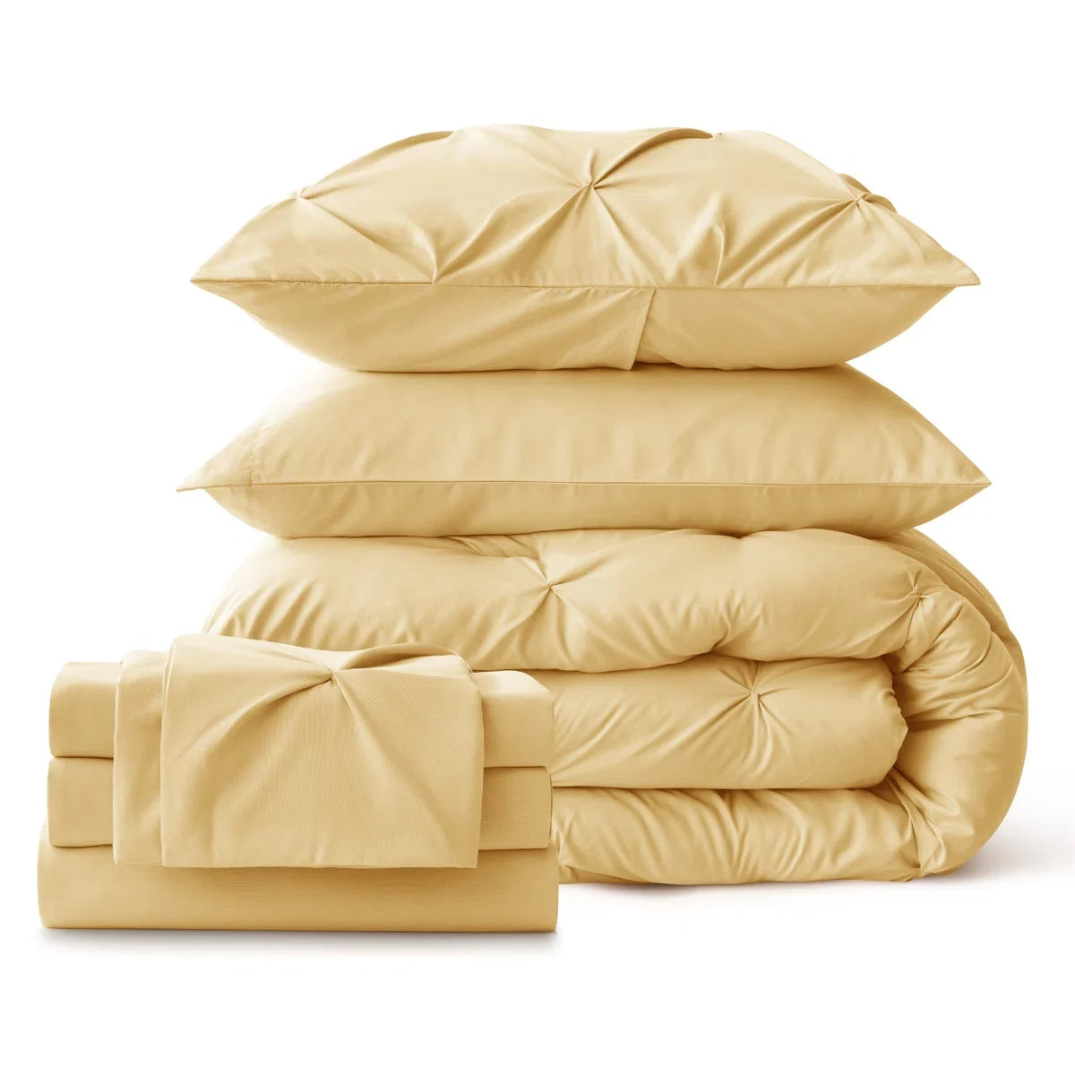 Bedsure Pintuck Pinch Pleat Bedding Sets (Set Of 5 Or 7) Bed-in-a-Bag, 89GSM