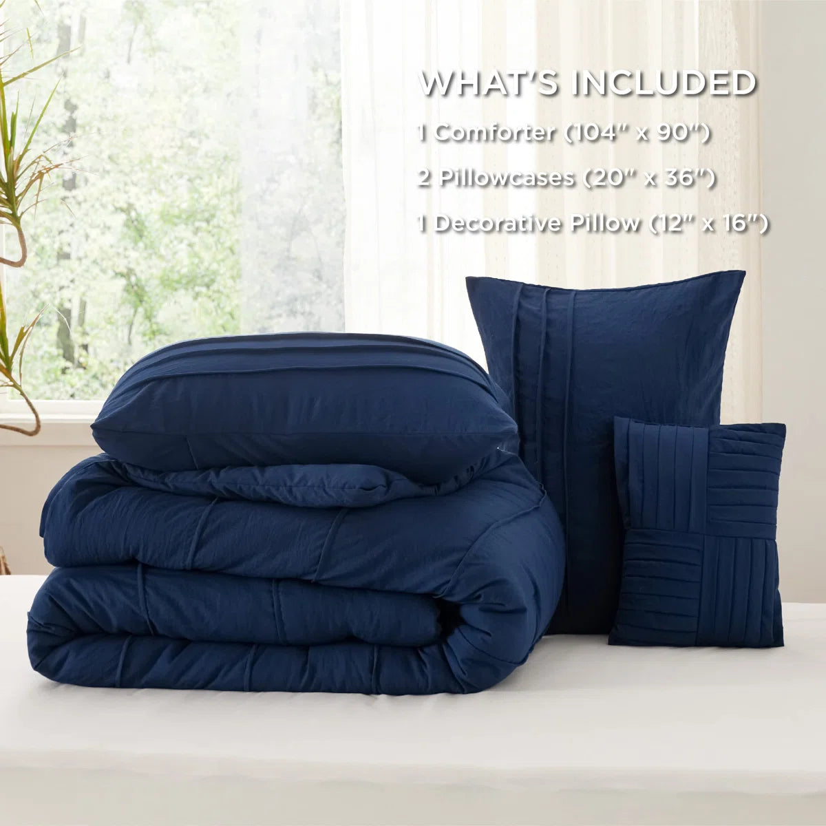 Prewashed Microfiber Pinch Pleat Comforter Set-89GSM