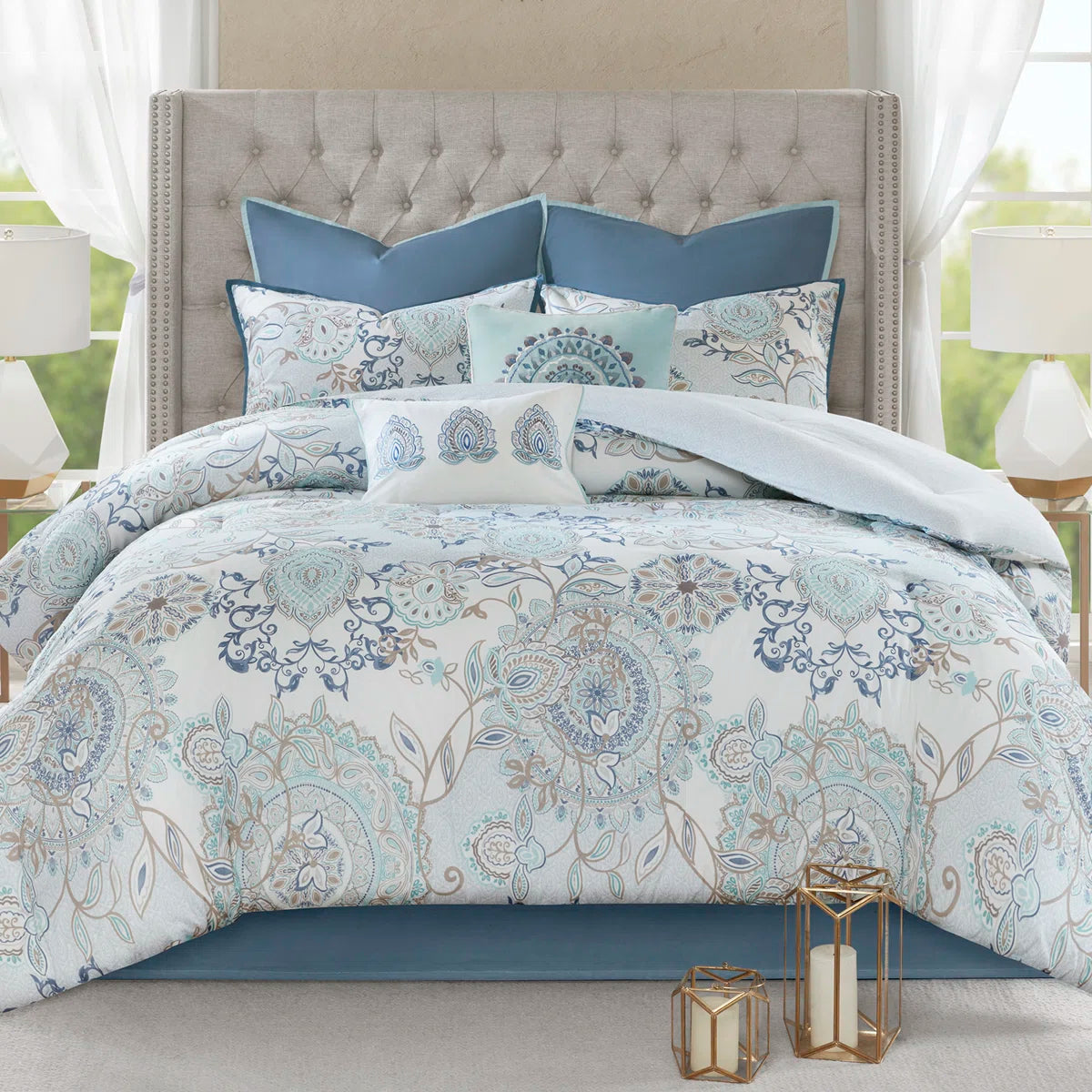 Isla 8 Piece Reversible Cotton Floral Comforter Set