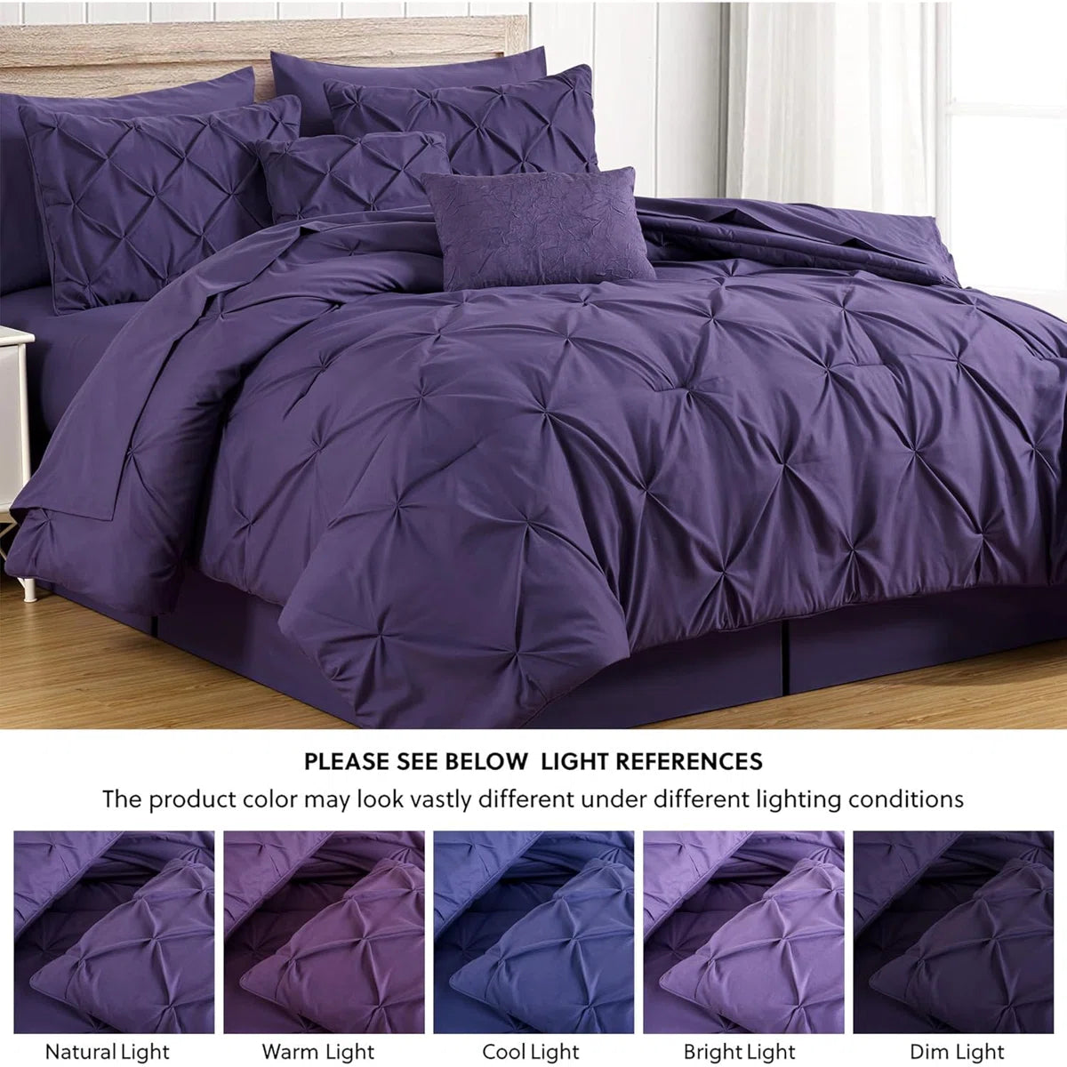 10-Piece Pintuck Bed in a Bag Comforter Set with Sheets and Decorative Pillows